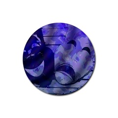 Blue Comedy Drama Theater Masks Rubber Coaster (round)  by BrightVibesDesign