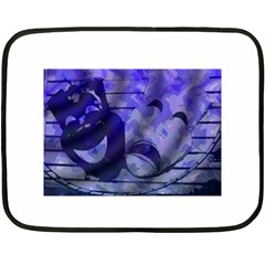 Blue Comedy Drama Theater Masks Double Sided Fleece Blanket (mini)  by BrightVibesDesign