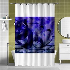 Blue Comedy Drama Theater Masks Shower Curtain 48  X 72  (small)  by BrightVibesDesign