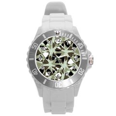 Modern Camo Print Round Plastic Sport Watch (l) by dflcprints