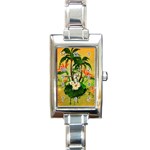 Tropical Design With Flowers And Palm Trees Rectangle Italian Charm Watch