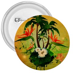 Tropical Design With Flowers And Palm Trees 3  Buttons by FantasyWorld7