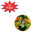 Tropical Design With Flowers And Palm Trees 1  Mini Magnet (10 pack) 