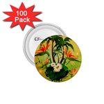 Tropical Design With Flowers And Palm Trees 1.75  Buttons (100 pack) 