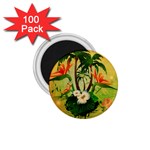 Tropical Design With Flowers And Palm Trees 1.75  Magnets (100 pack) 