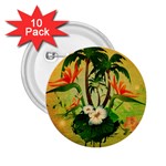 Tropical Design With Flowers And Palm Trees 2.25  Buttons (10 pack) 