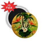 Tropical Design With Flowers And Palm Trees 2.25  Magnets (10 pack) 