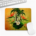 Tropical Design With Flowers And Palm Trees Large Mousepads