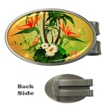 Tropical Design With Flowers And Palm Trees Money Clips (Oval) 