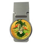 Tropical Design With Flowers And Palm Trees Money Clips (Round) 