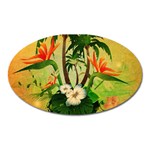 Tropical Design With Flowers And Palm Trees Oval Magnet