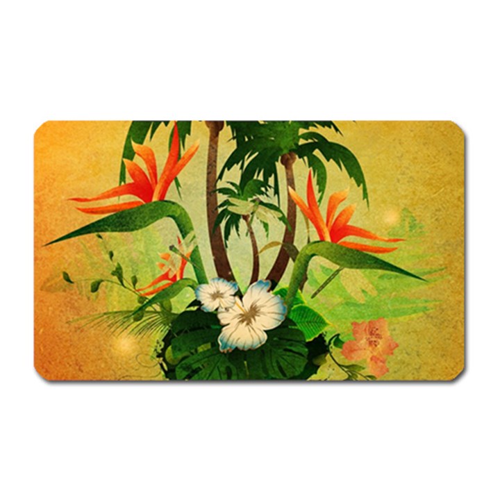 Tropical Design With Flowers And Palm Trees Magnet (Rectangular)