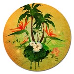 Tropical Design With Flowers And Palm Trees Magnet 5  (Round)