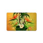 Tropical Design With Flowers And Palm Trees Magnet (Name Card)