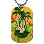 Tropical Design With Flowers And Palm Trees Dog Tag (One Side)