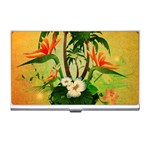 Tropical Design With Flowers And Palm Trees Business Card Holders Front