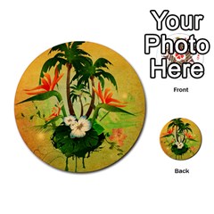 Tropical Design With Flowers And Palm Trees Multi-purpose Cards (round)  by FantasyWorld7