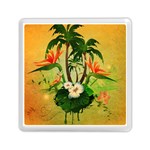 Tropical Design With Flowers And Palm Trees Memory Card Reader (Square) 