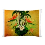 Tropical Design With Flowers And Palm Trees Pillow Case (Two Sides)