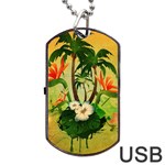 Tropical Design With Flowers And Palm Trees Dog Tag USB Flash (One Side)