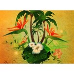 Tropical Design With Flowers And Palm Trees Birthday Cake 3D Greeting Card (7x5) 