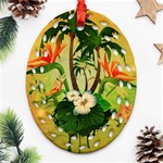 Tropical Design With Flowers And Palm Trees Oval Filigree Ornament (2-Side) 