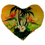 Tropical Design With Flowers And Palm Trees Large 19  Premium Heart Shape Cushions Front