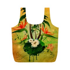 Tropical Design With Flowers And Palm Trees Full Print Recycle Bags (m)  by FantasyWorld7