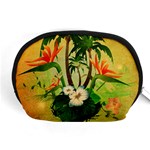 Tropical Design With Flowers And Palm Trees Accessory Pouches (Medium)  Front