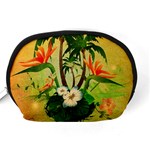 Tropical Design With Flowers And Palm Trees Accessory Pouches (Medium)  Back