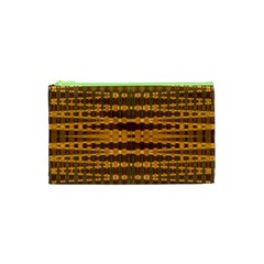 Yellow Gold Khaki Glow Pattern Cosmetic Bag (xs) by BrightVibesDesign