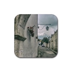 Colonial Street Of Arequipa City Peru Rubber Coaster (square)  by dflcprints