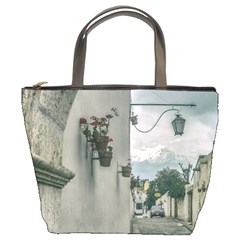 Colonial Street Of Arequipa City Peru Bucket Bags by dflcprints