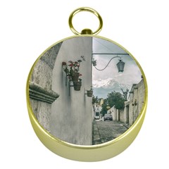 Colonial Street Of Arequipa City Peru Gold Compasses