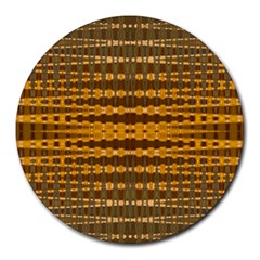 Yellow Gold Khaki Glow Pattern Round Mousepads by BrightVibesDesign