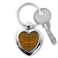 Yellow Gold Khaki Glow Pattern Key Chains (heart)  by BrightVibesDesign