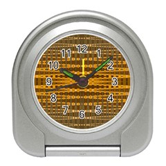 Yellow Gold Khaki Glow Pattern Travel Alarm Clocks by BrightVibesDesign