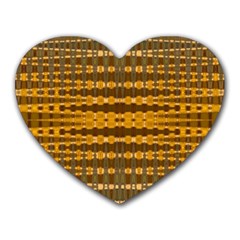 Yellow Gold Khaki Glow Pattern Heart Mousepads