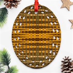 Yellow Gold Khaki Glow Pattern Oval Filigree Ornament (2-side)  by BrightVibesDesign