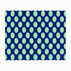 Mod Retro Green Circles On Blue Small Glasses Cloth by BrightVibesDesign