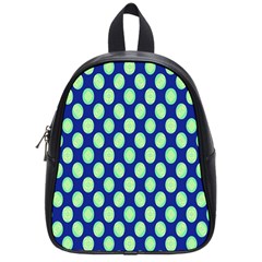 Mod Retro Green Circles On Blue School Bags (small) 