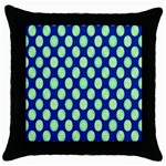 Mod Retro Green Circles On Blue Throw Pillow Case (Black) Front