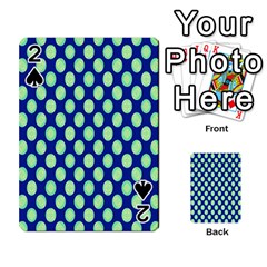 Mod Retro Green Circles On Blue Playing Cards 54 Designs  by BrightVibesDesign