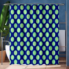 Mod Retro Green Circles On Blue Shower Curtain 60  X 72  (medium) 