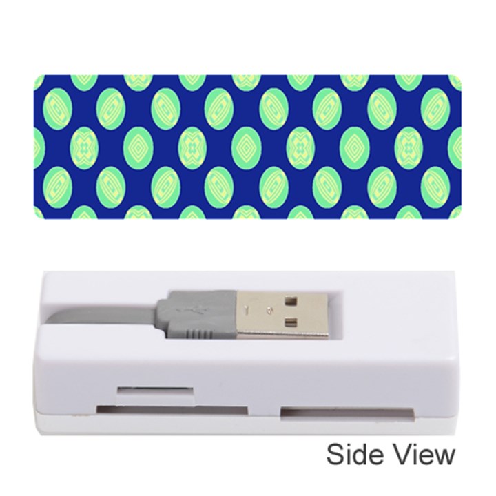 Mod Retro Green Circles On Blue Memory Card Reader (Stick) 