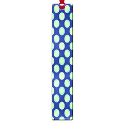 Mod Retro Green Circles On Blue Large Book Marks by BrightVibesDesign