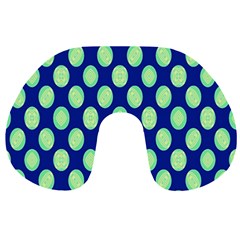 Mod Retro Green Circles On Blue Travel Neck Pillows