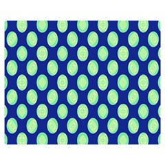 Mod Retro Green Circles On Blue Double Sided Flano Blanket (medium) 