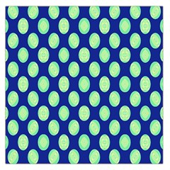 Mod Retro Green Circles On Blue Large Satin Scarf (square)