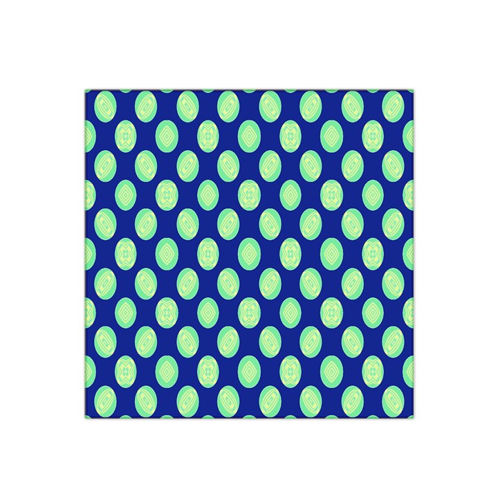 Mod Retro Green Circles On Blue Satin Bandana Scarf